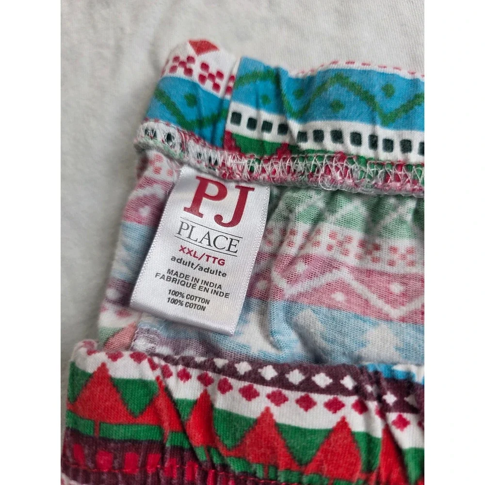 PJ Place Feliz Navidad Christmas Pajama XXL 2-Piece Cotton Fair Isle Red White